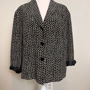 Vintage 100% Silk Blazer Jacket Shomi by Martha Shor Size 14 Geometric Print